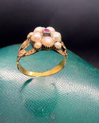Georgian Ruby and Pearl Pansy Ring