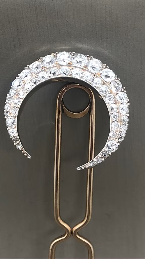 Victorian Old-Cut Diamond Crescent Moon
