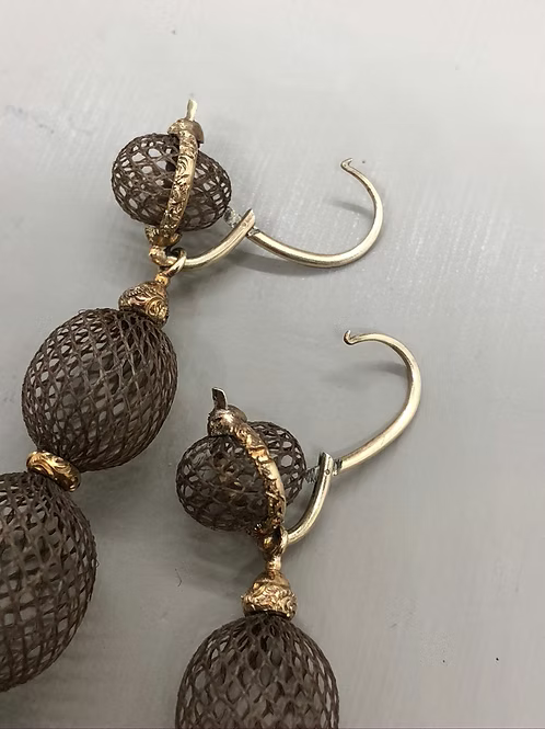 Hairwork Balloon Earrings