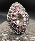 18th century Portuguese Rock Crystal and Pink Topaz Ring