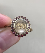 Georgian Garnet Halo Mourning Ring
