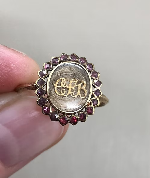 Georgian Garnet Halo Mourning Ring