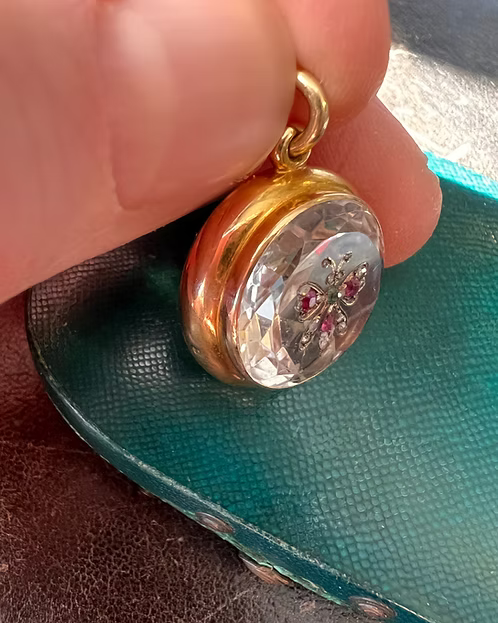 Rock Crystal and Gem Butterfly Pendant