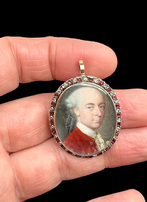 Jewelled Portrait Miniature Pendant