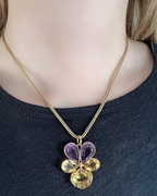 Citrine and Amethyst Pansy Pendant