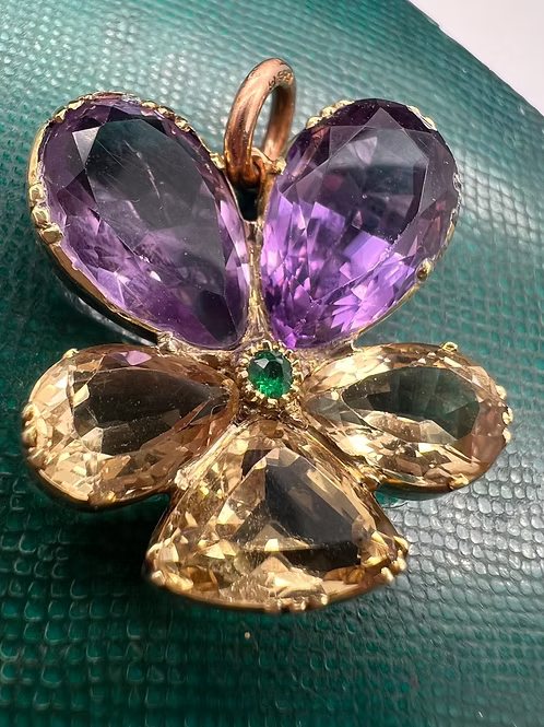 Citrine and Amethyst Pansy