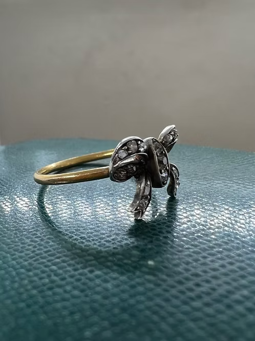 Old Cut Diamond Bow Ring