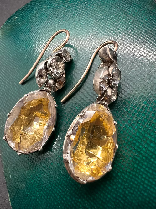 Foiled Georgian Rock Crystal Earrings