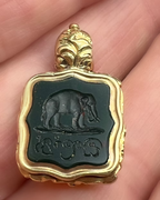 Bloodstone Elephant Intaglio Pendant