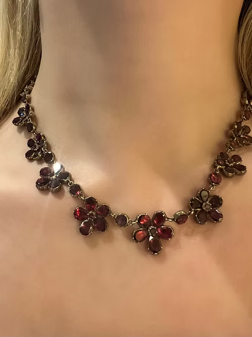Georgian Garnet Pansy Necklace