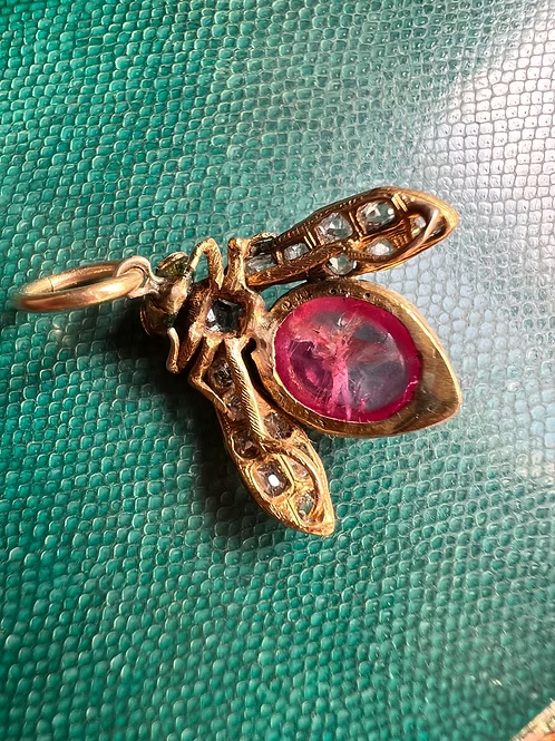 Ruby and Diamond Fly Pendant