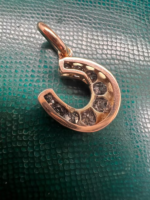 Old Cut Diamond Horseshoe Pendant