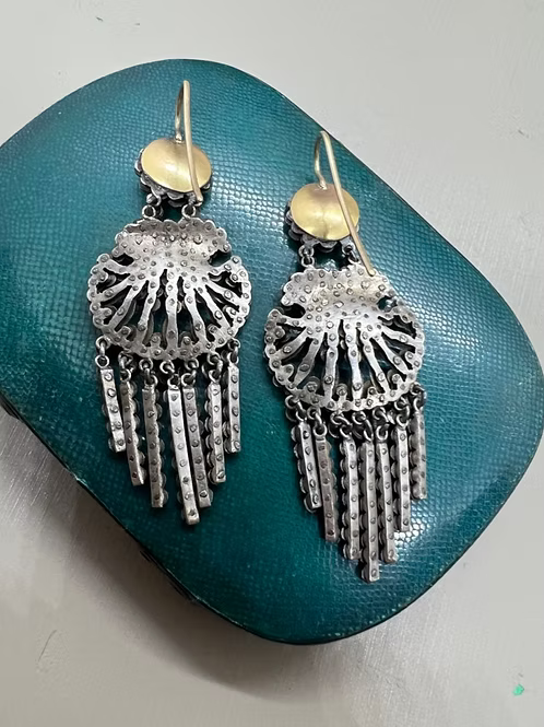 Cut steel Fringed Shell Earrings