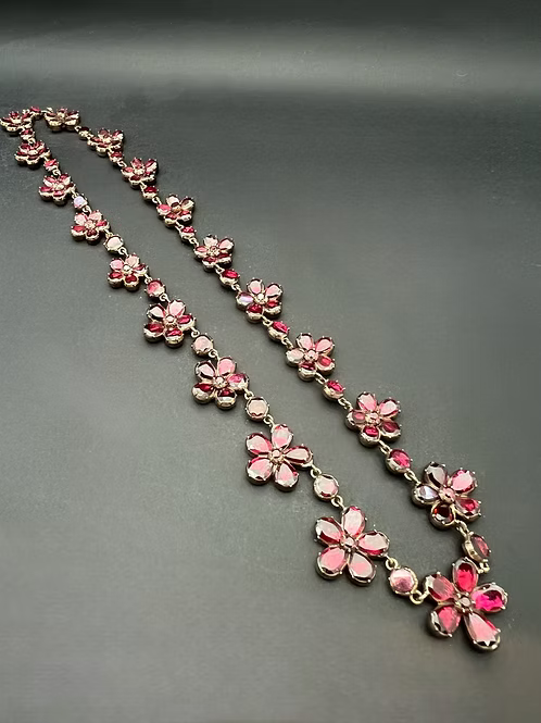 Georgian Garnet Pansy Necklace