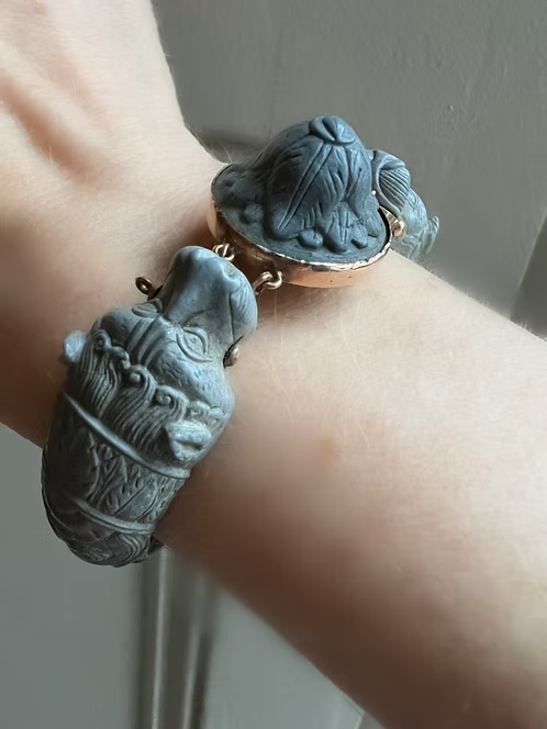 Grey Lava Carved Bracelet c.1820