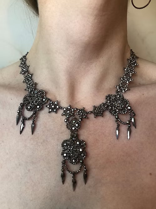 Elaborate cut-steel chandelier necklace c.1840