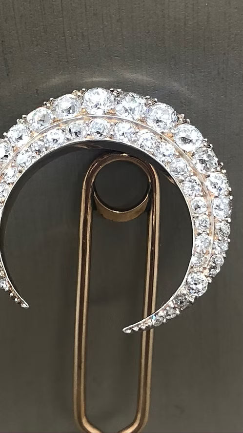 Victorian Old-Cut Diamond Crescent Moon