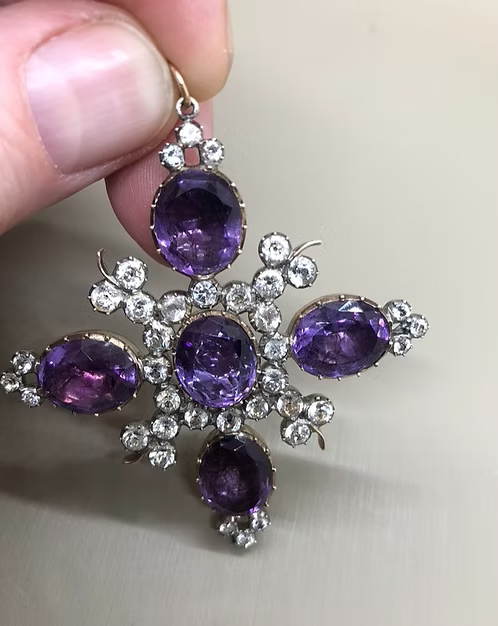 Georgian Amethyst and Paste Cruciform