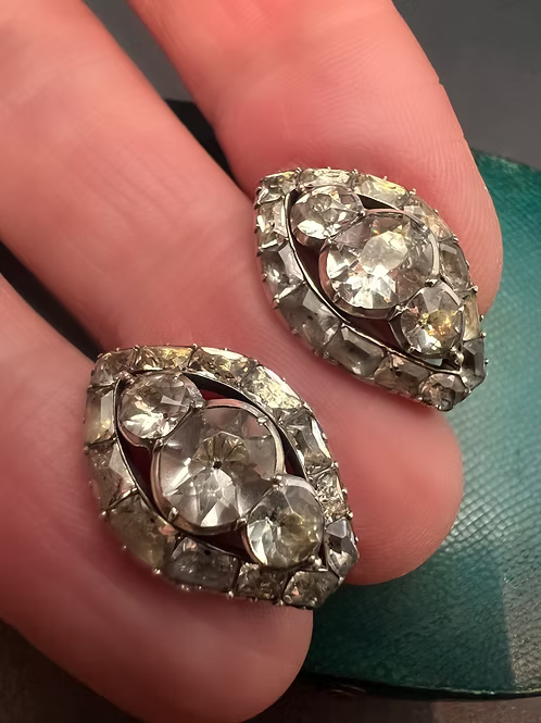 Georgian Paste Navette Earrings