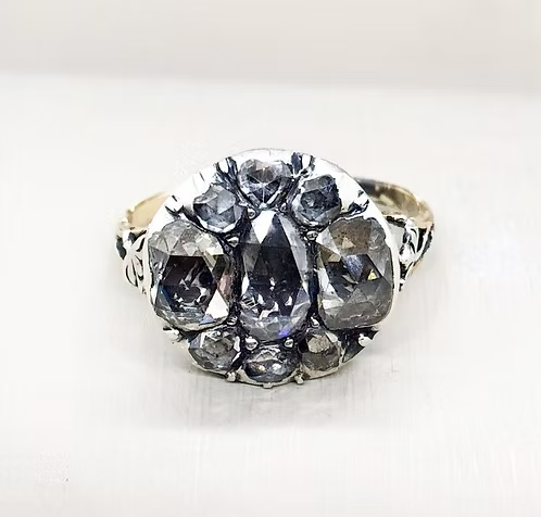 Rose diamond Butterfly Cluster Ring c.1760
