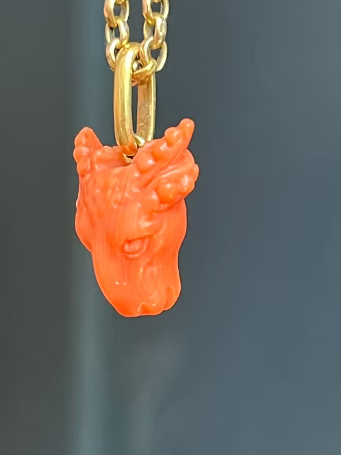 Coral Ram's Head Amulet