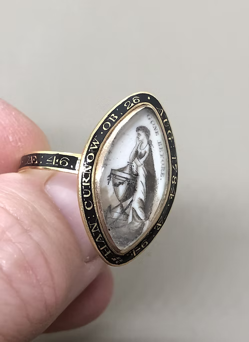 Navette Sepia ring for two sisters 1784 Not Lost but Gone Before