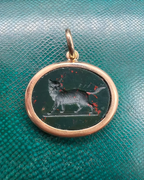 Bloodstone Cat Intaglio Pendant