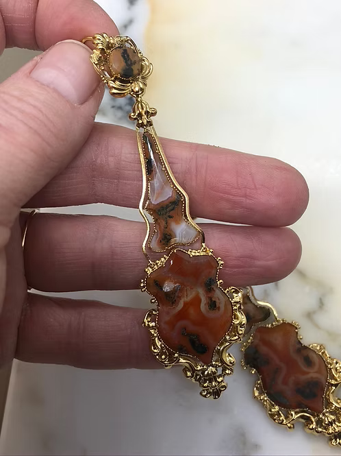 Georgian Moss Agate Articulated Earrings c.1830