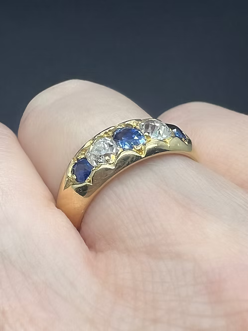 Sapphire and Old Cut Diamond Gypsy