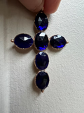 Cobalt blue rose-cut paste cross