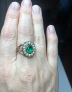 Emerald and Pearl Georgian Cluster Ring c.1810