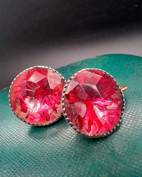 Georgian Pink Paste Earrings