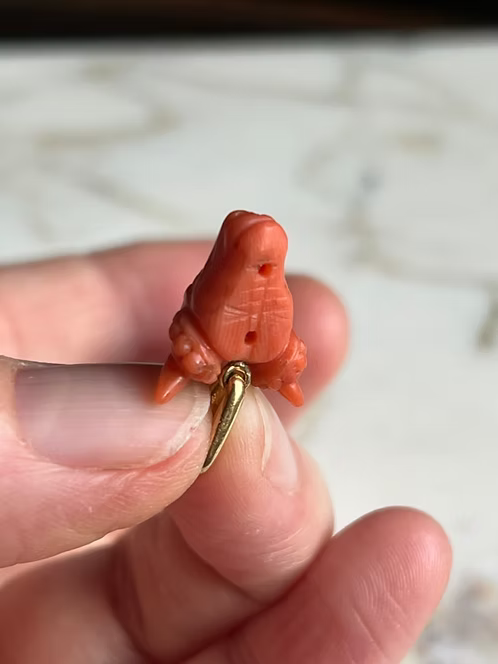 Coral Ram's Head Amulet