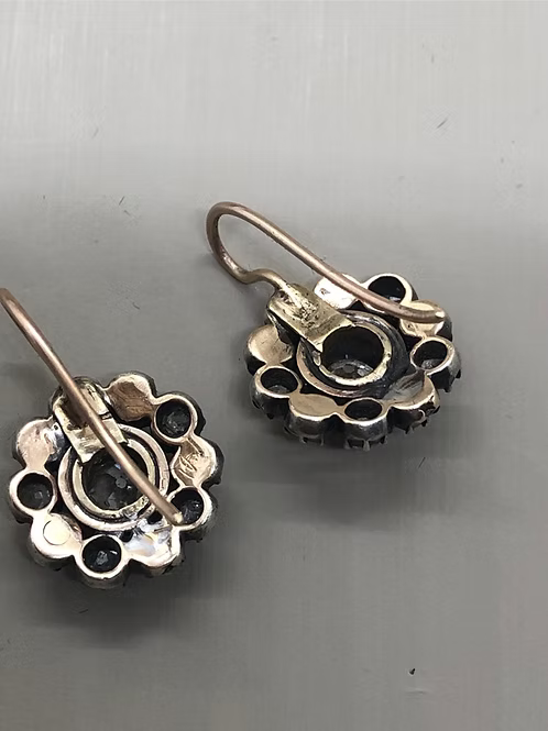 Early Victorian diamond cluster earrings