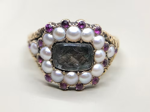 Ruby and pearl mourning ring c.1810