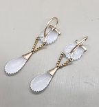Carved chalcedony shell earrings