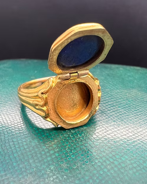 Lapis Signet Locket Ring