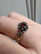 Flat-cut Garnet and Old-cut Diamond Cluster