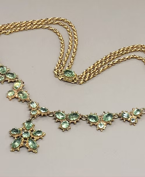 Pinchbeck and Peridot Paste Georgian Necklace