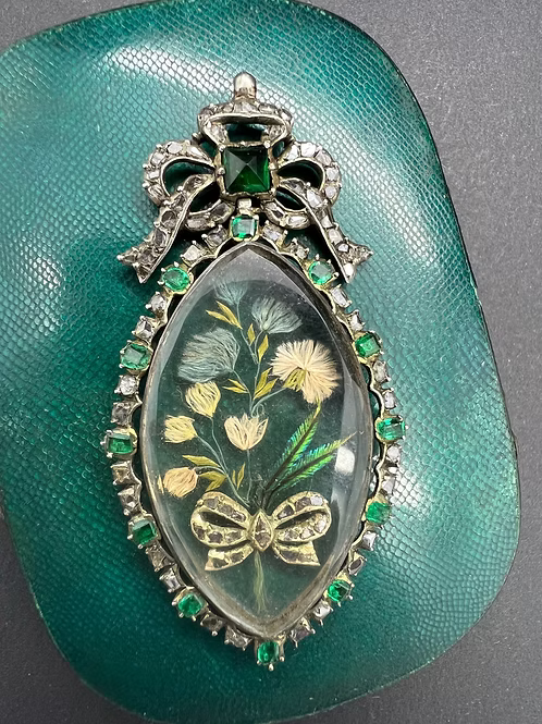 Emerald and Diamond Floral Navette