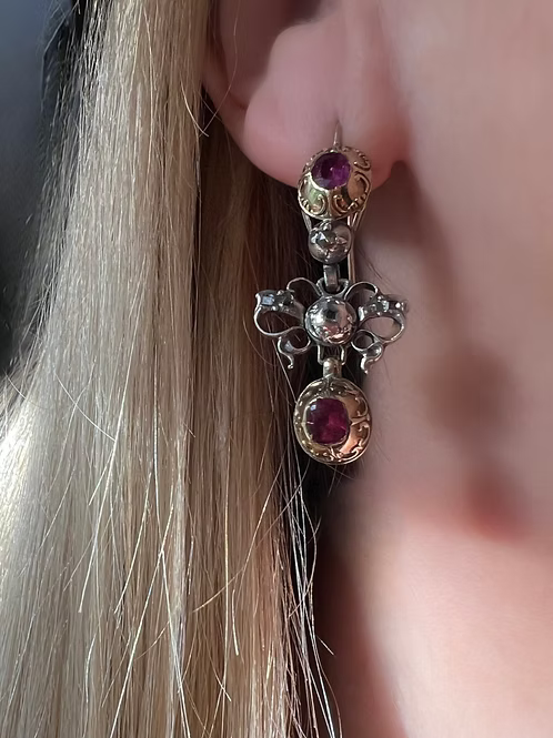 Ruby and Diamond Pendeloque Earrings