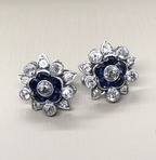 Deco Sapphire and Diamond Earrings