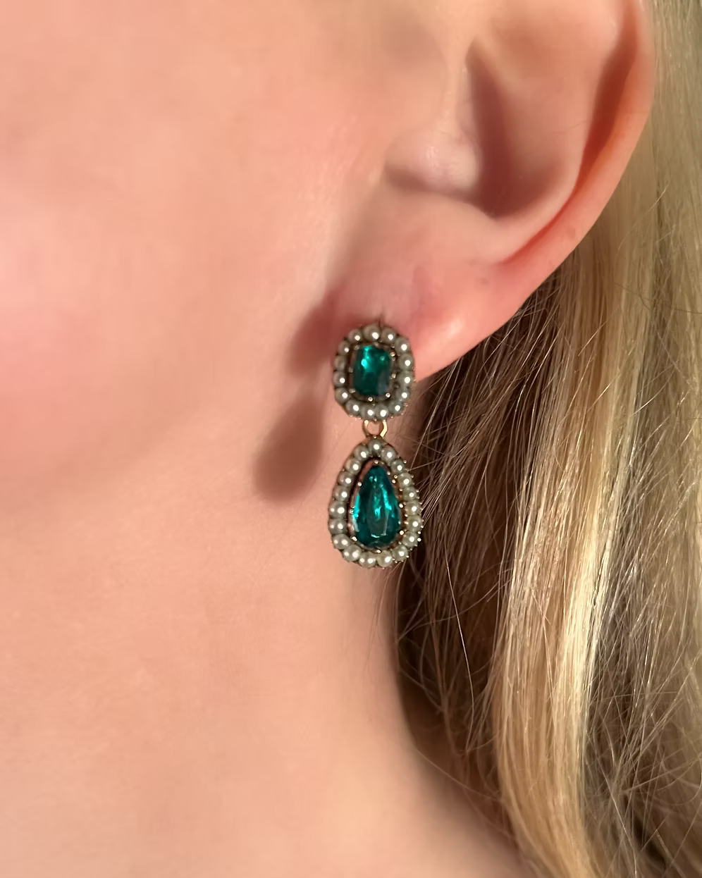 Georgian Paste and Pearl Earrings