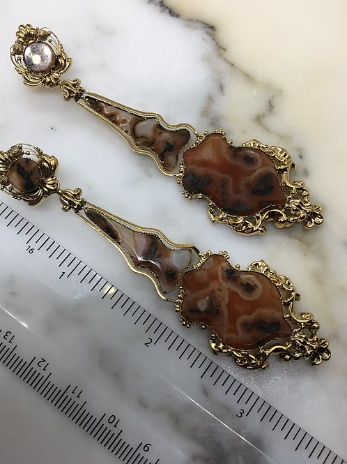 Georgian Moss Agate Articulated Earrings c.1830