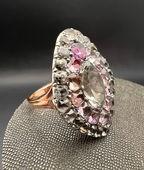 18th century Portuguese Rock Crystal and Pink Topaz Ring