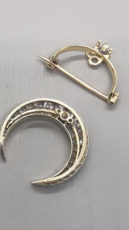 Victorian Old-Cut Diamond Crescent Moon