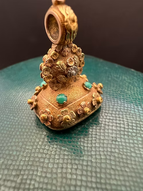 Three Colour Gold Floral Fob Seal