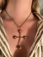 Coral and Enamel Gold Cross c.1870.