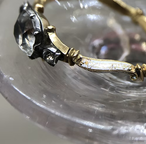 White enamel mourning ring for two members of the Hodge family