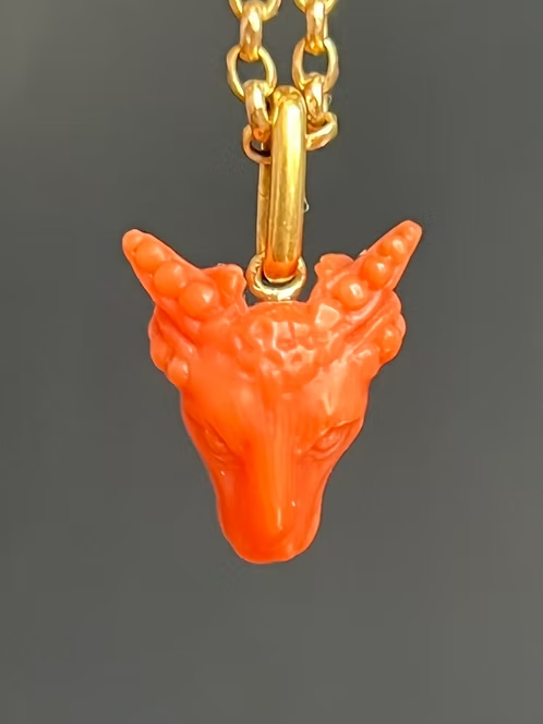 Coral Ram's Head Amulet